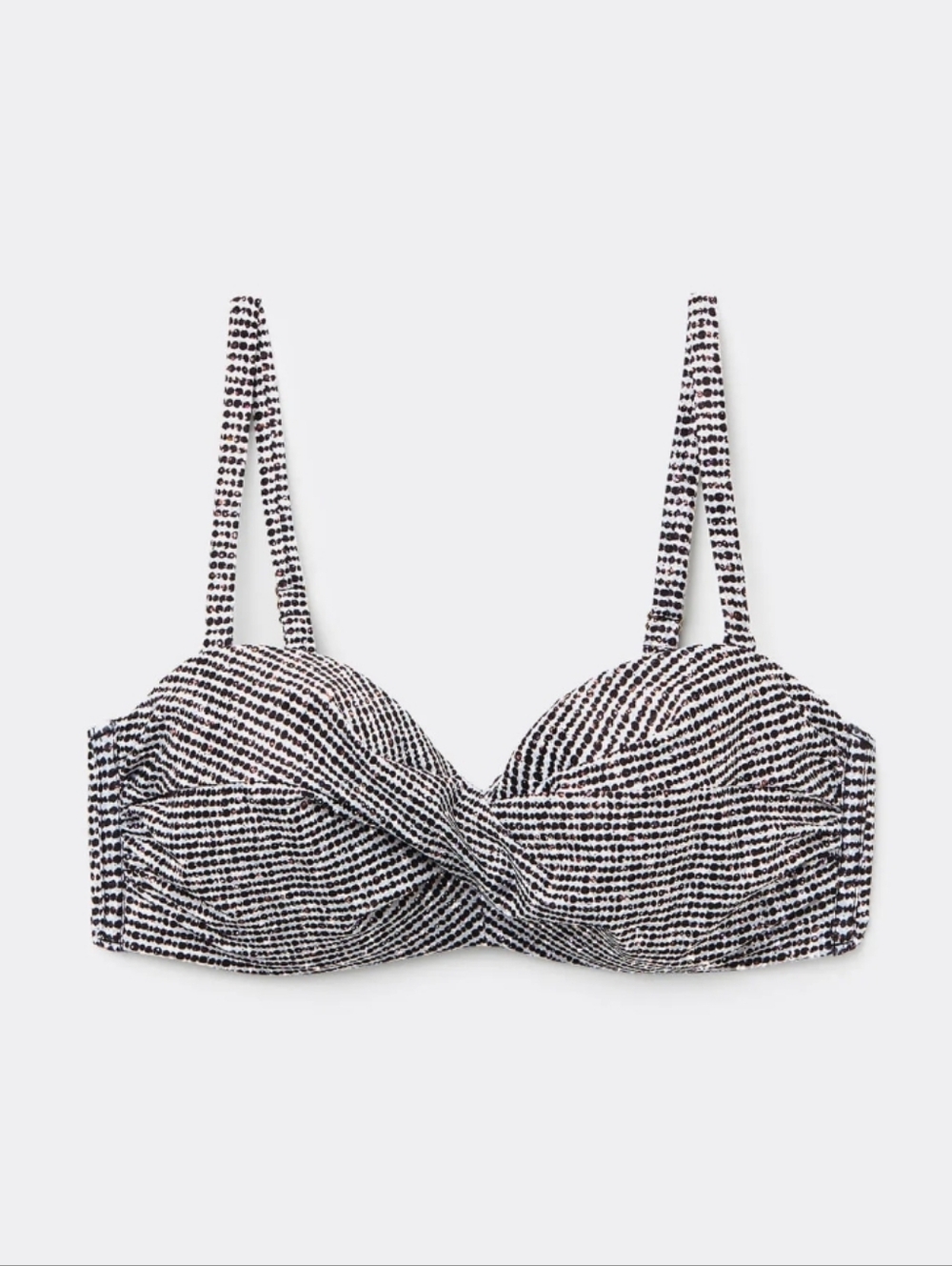 NWT Calzedonia Black and White With Silver Sparkle Bikini Top